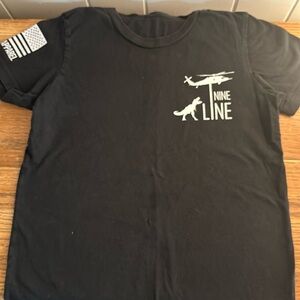 Nine Line tee. Boys. Size 6/7. Black shirt with white detail